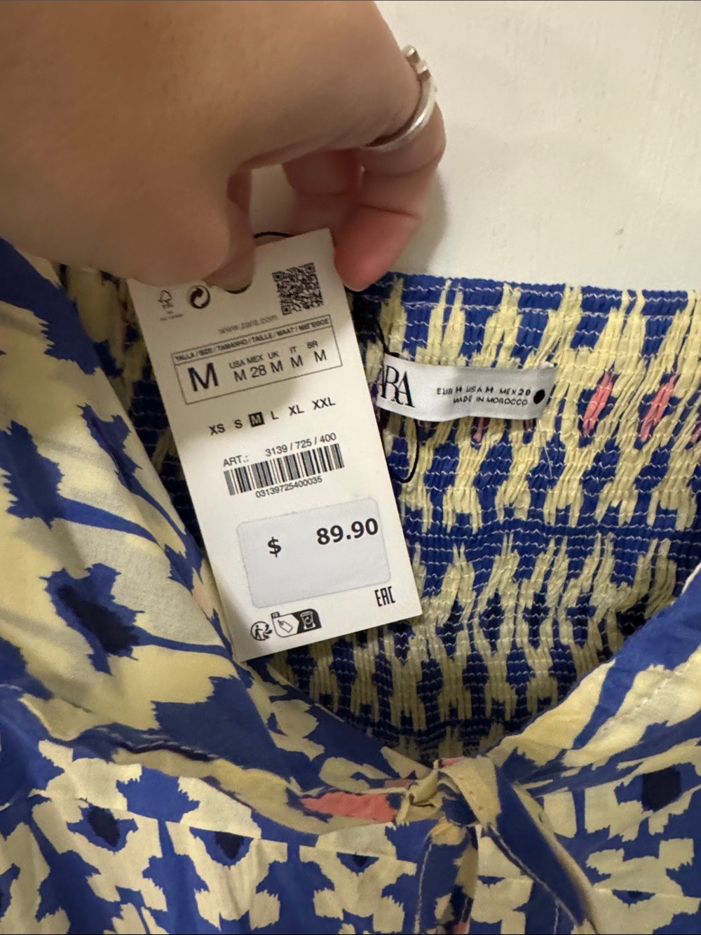 NWT ZARA Geometric Pattern Maxi Dress in Blue/Cream/Pink - Picture 6 of 11